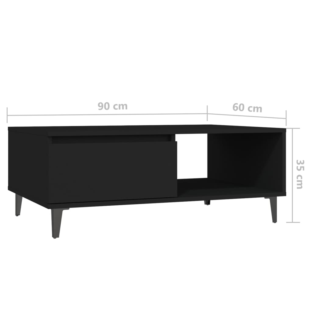 Τραπεζάκι Σαλονιού Μαύρο 90 x 60 x 35 εκ. από Μοριοσανίδα - Pakobazaar