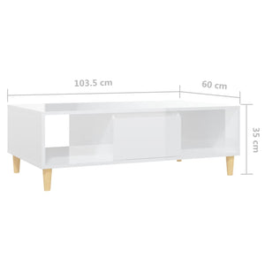 Τραπεζάκι Σαλονιού Γυαλιστερό Λευκό 103,5x60x35 εκ. Επεξ. Ξύλο - Pakobazaar