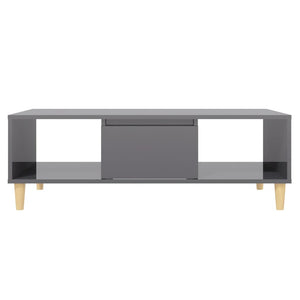 Τραπεζάκι Σαλονιού Γυαλιστερό Γκρι 103,5x60x35 εκ. Επεξ. Ξύλο - Pakobazaar