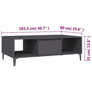 Τραπεζάκι Σαλονιού Γκρι 103,5 x 60 x 35 εκ. από Επεξ. Ξύλο