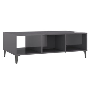 Τραπεζάκι Σαλονιού Γυαλιστερό Γκρι 103,5x60x35 εκ. Επεξ. Ξύλο - Pakobazaar