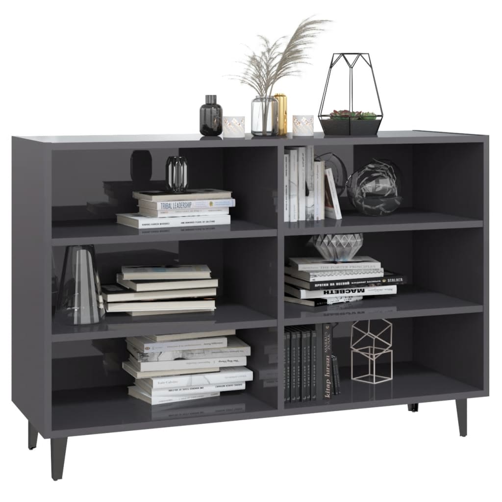 Ραφιέρα Γυαλιστερή Γκρι 103,5 x 35 x 70 εκ. από Επεξ. Ξύλο - Pakobazaar