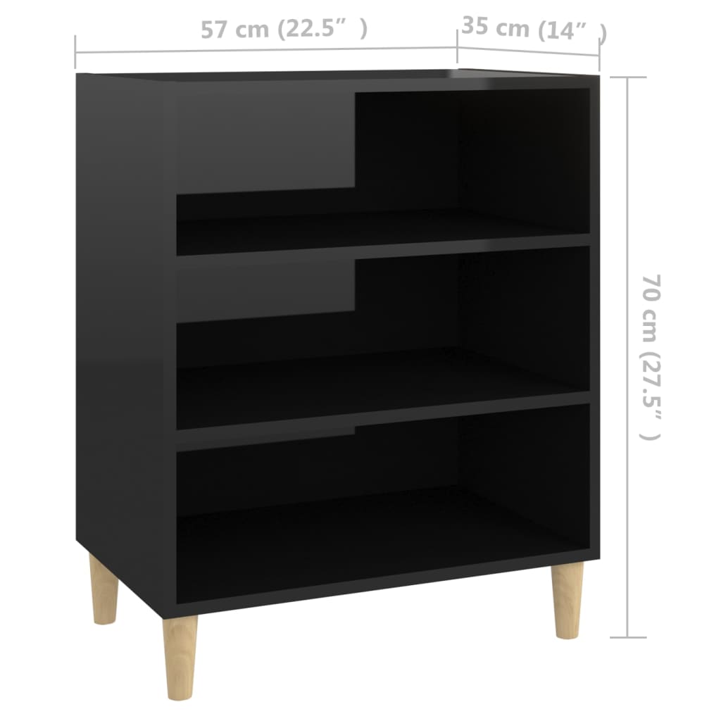 Ραφιέρα Γυαλιστερό Μαύρο 57 x 35 x 70 εκ. από Επεξ. Ξύλο - Pakobazaar