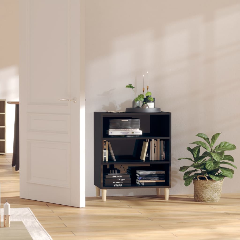Ραφιέρα Γυαλιστερό Μαύρο 57 x 35 x 70 εκ. από Επεξ. Ξύλο - Pakobazaar