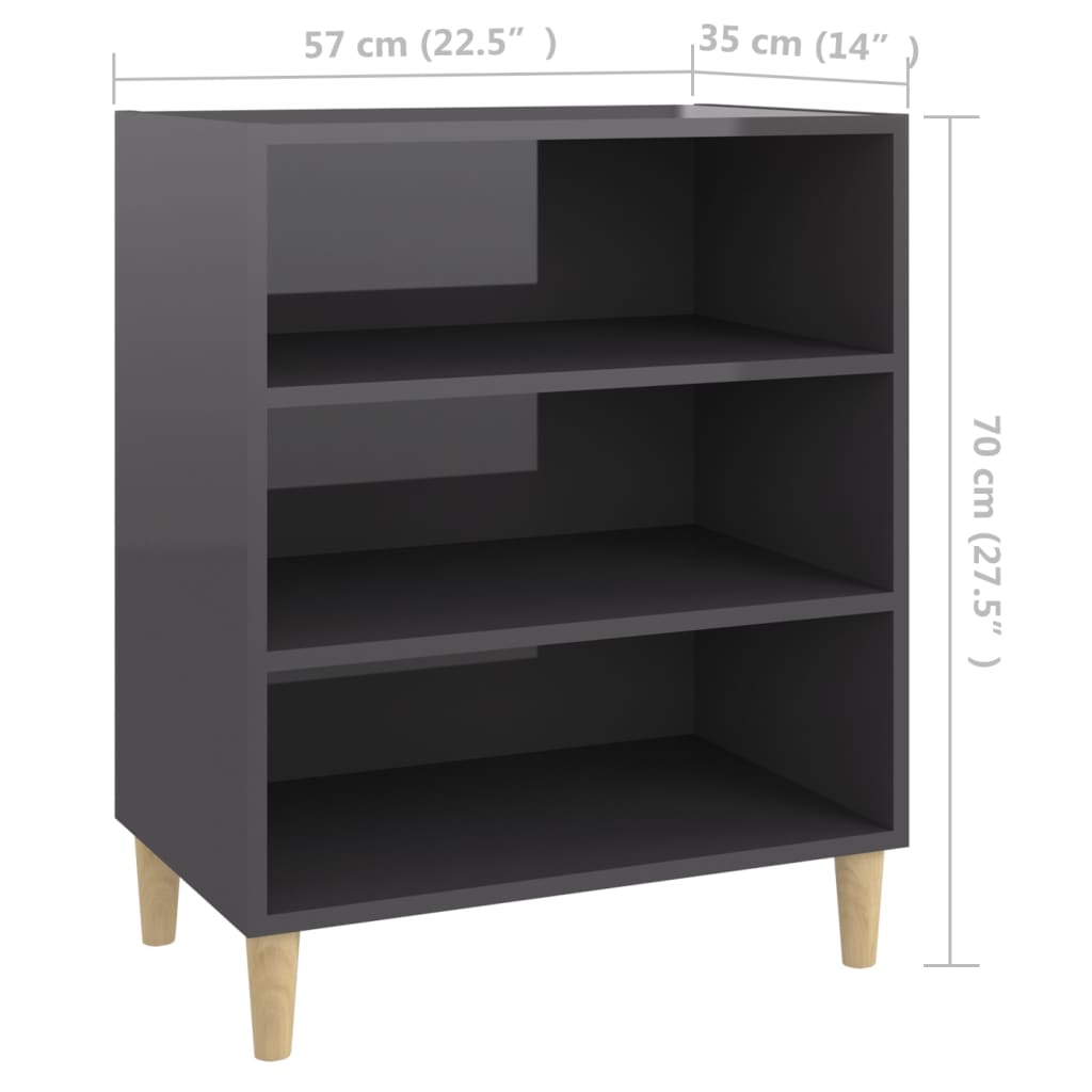 Συρταριέρα Γυαλιστερό Γκρι 57 x 35 x 70 εκ. από Επεξ. Ξύλο