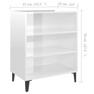 Συρταριέρα Γυαλιστερό Λευκό 57 x 35 x 70 εκ. από Επεξ. Ξύλο