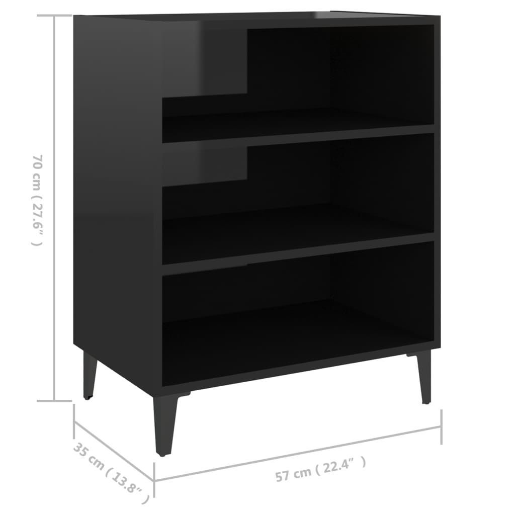 Ραφιέρα Γυαλιστερό Μαύρο 57 x 35 x 70 εκ. από Επεξ. Ξύλο
