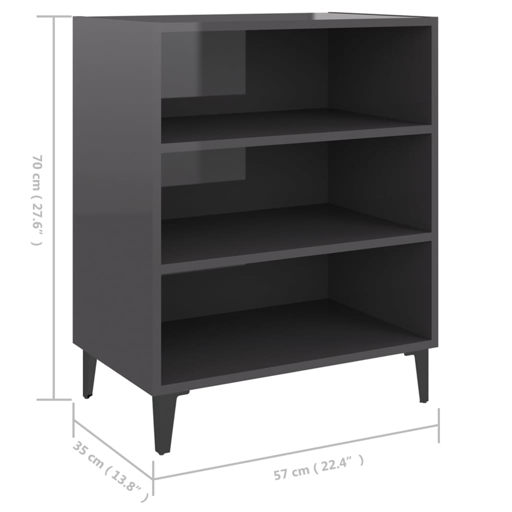 Συρταριέρα Γυαλιστερό Γκρι 57 x 35 x 70 εκ. από Επεξ. Ξύλο