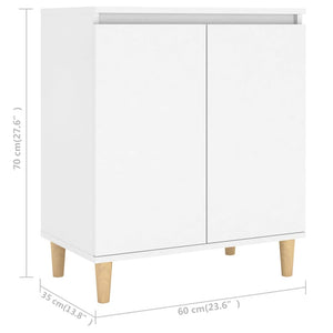 Μπουφές Λευκός 60 x 35 x 70 εκ. από Επεξ. Ξύλο με Ξύλινα Πόδια