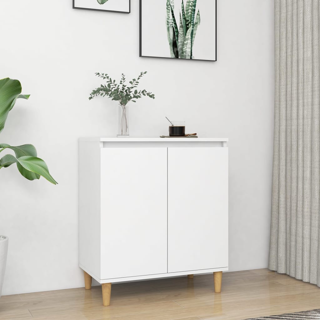 Μπουφές Λευκός 60 x 35 x 70 εκ. από Επεξ. Ξύλο με Ξύλινα Πόδια