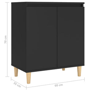 Μπουφές Μαύρος 60 x 35 x 70 εκ. από Επεξ. Ξύλο με Ξύλινα Πόδια - Pakobazaar