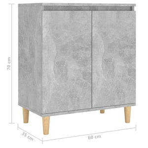 Ντουλάπι Γκρι Σκυρ. 60x35x70 εκ. Μασίφ Ξύλινα Πόδια Επεξ. Ξύλο - Pakobazaar