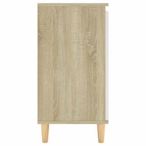Ντουλάπι Λευκό & Δρυς 60x35x70εκ Μασίφ Ξύλινα Πόδια Μοριοσανίδα