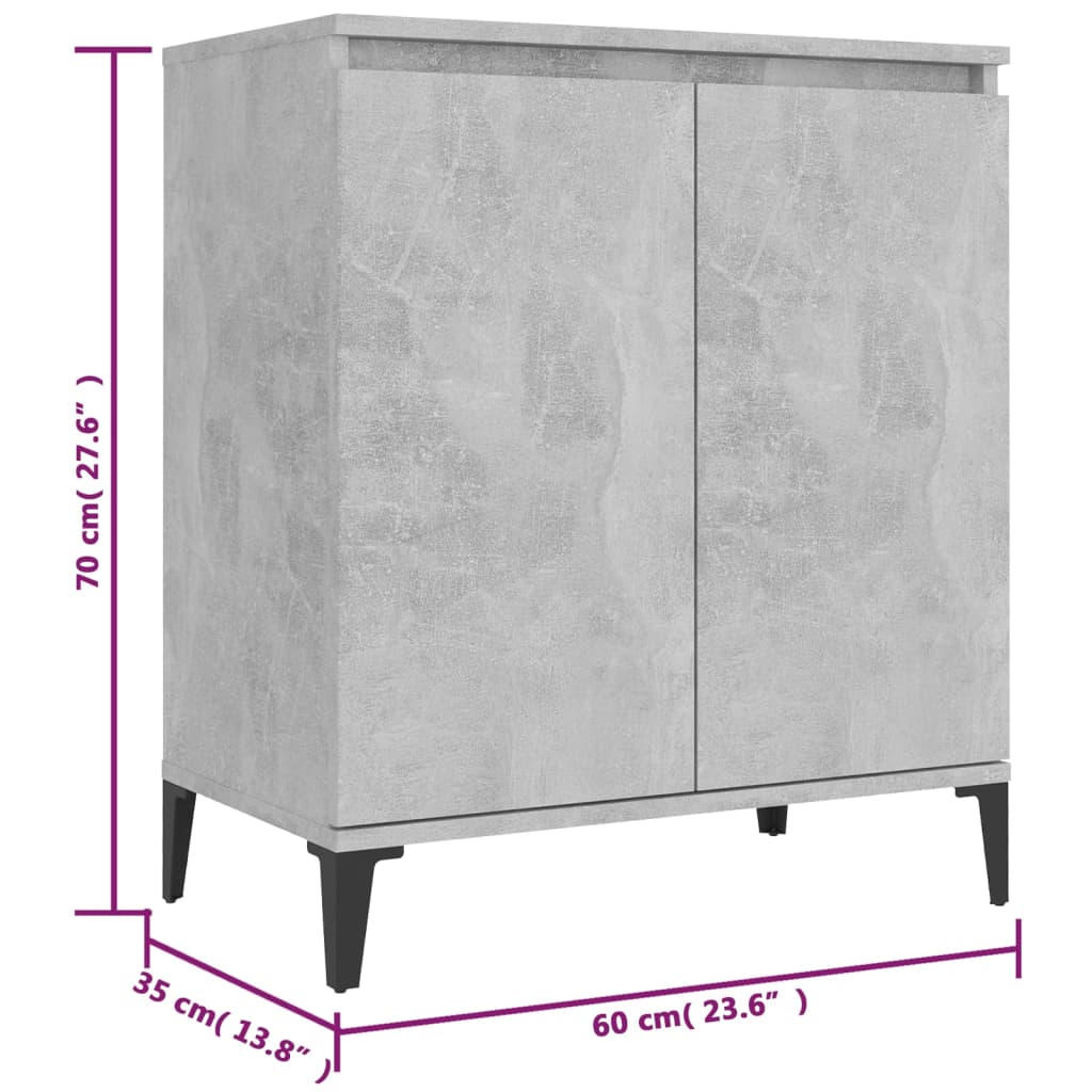 Ντουλάπι Γκρι Σκυροδέματος 60x35x70 εκ. Επεξεργασμένο Ξύλο