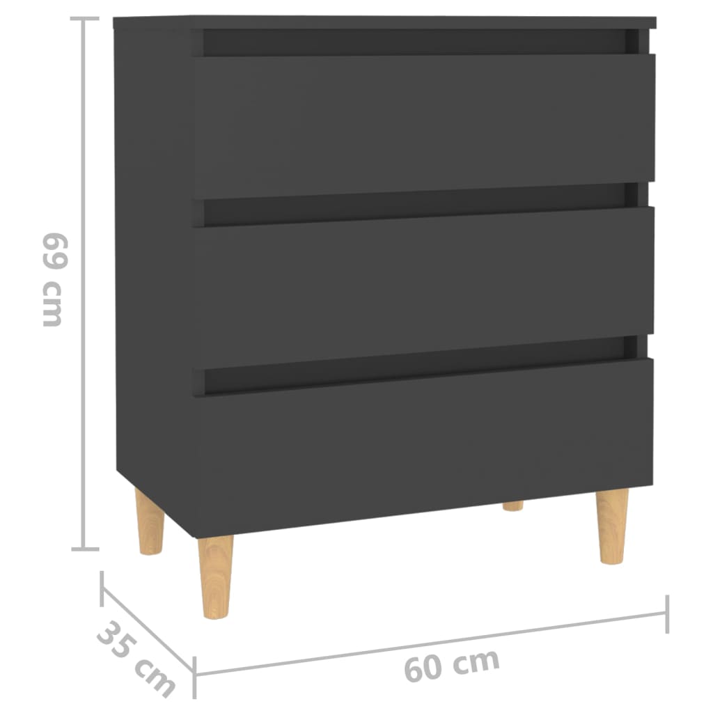 Συρταριέρα Γκρι 60 x 35 x 69 εκ. από Επεξ. Ξύλο