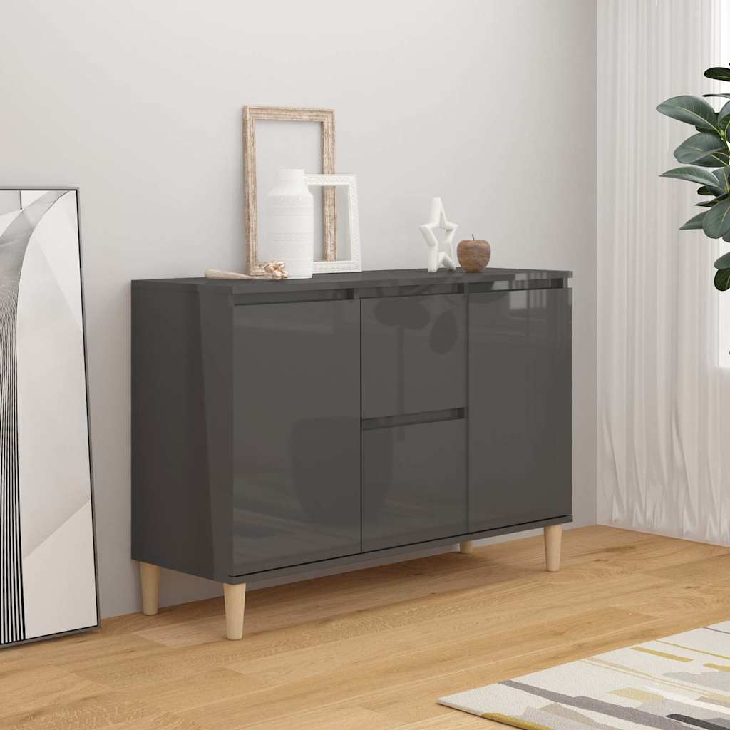 Μπουφές Γυαλιστερό Γκρι 101x35x70 εκ. από Επεξεργασμένο Ξύλο