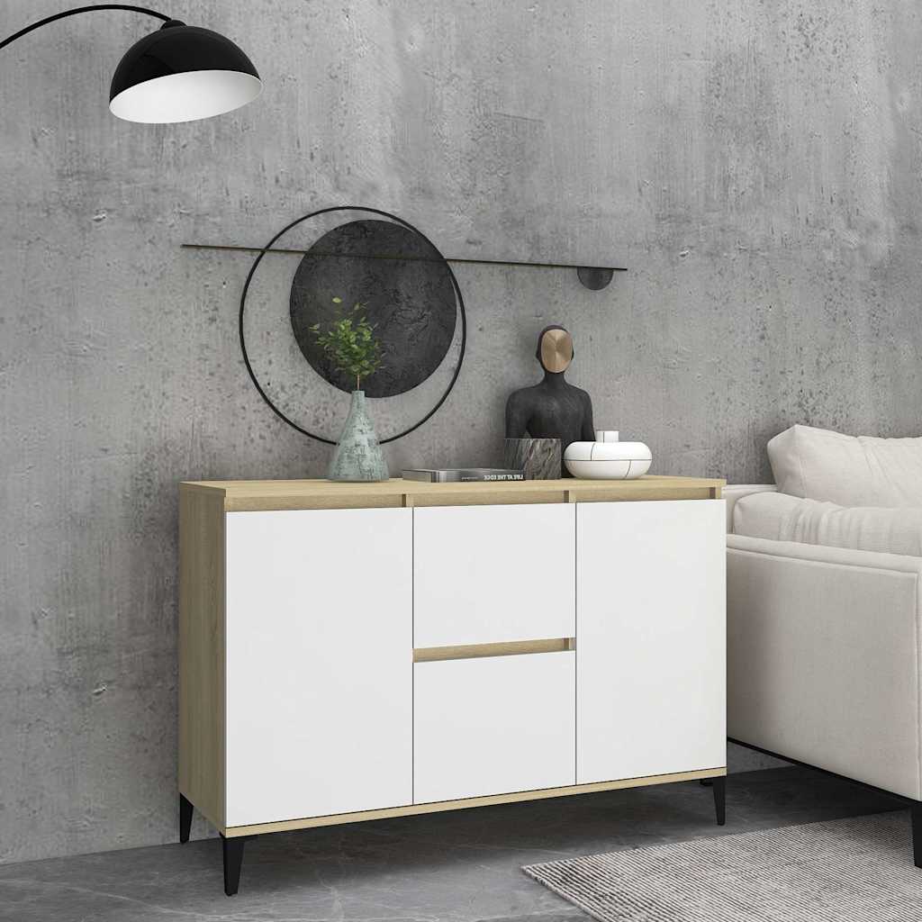 Μπουφές Λευκό / Sonoma Δρυς 104 x 35 x 70 εκ. από Μοριοσανίδα