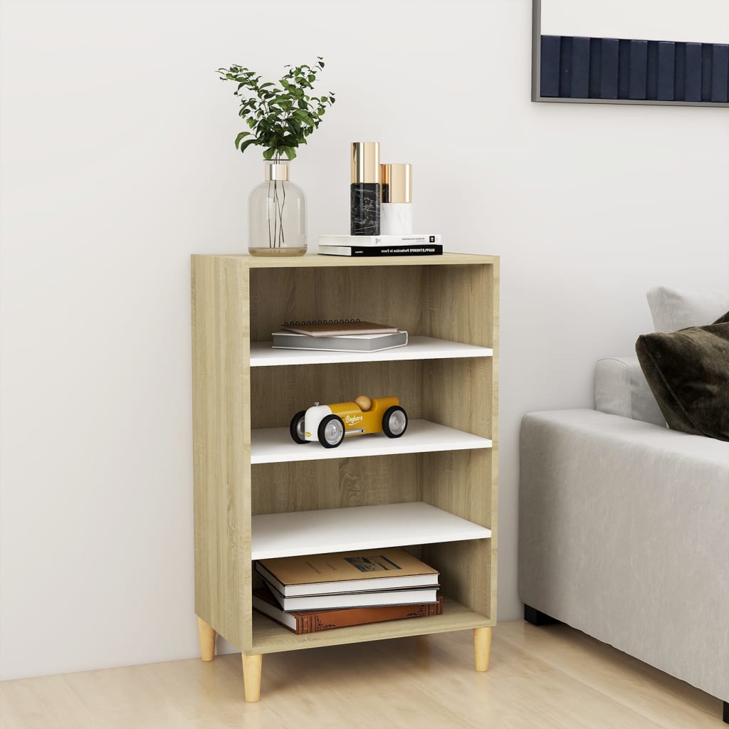 Ραφιέρα Λευκό και Sonoma Δρυς 57 x 35 x 90 εκ. από Επεξ. Ξύλο