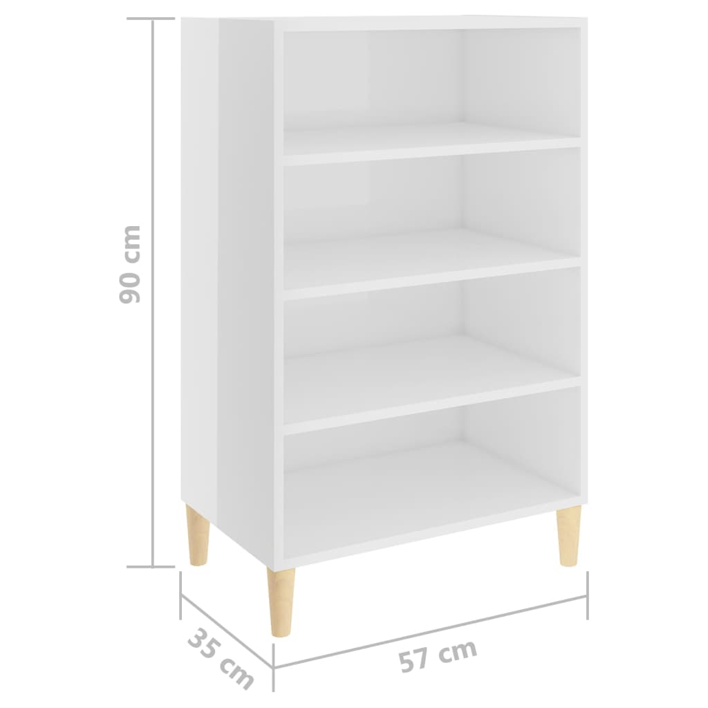 Ραφιέρα Γυαλιστερή Λευκή 57 x 35 x 90 εκ. από Επεξ. Ξύλο
