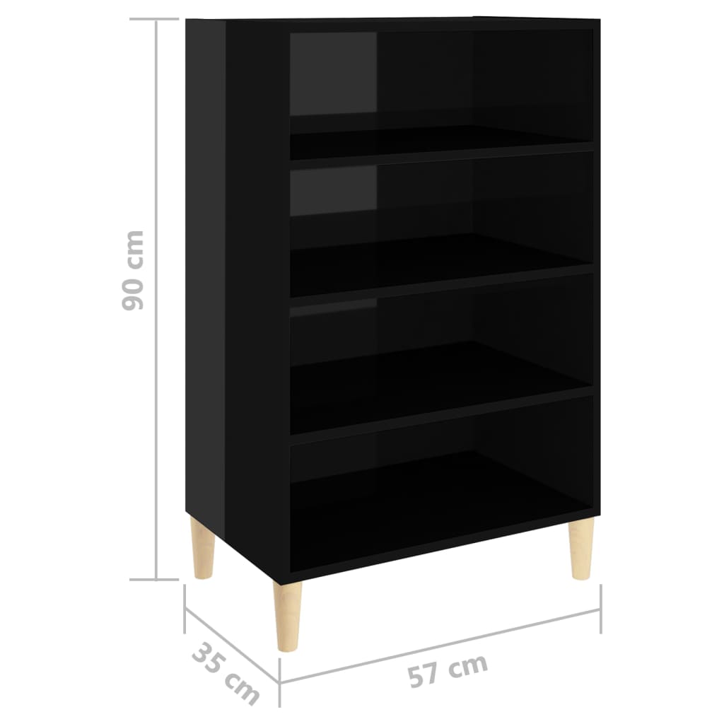 Ραφιέρα Γυαλιστερή Μαύρη 57 x 35 x 90 εκ. από Επεξ. Ξύλο