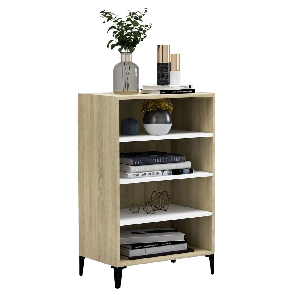Ραφιέρα Λευκό και Sonoma Δρυς 57 x 35 x 90 εκ. από Επεξ. Ξύλο