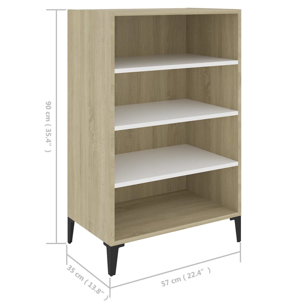 Ραφιέρα Λευκό και Sonoma Δρυς 57 x 35 x 90 εκ. από Επεξ. Ξύλο