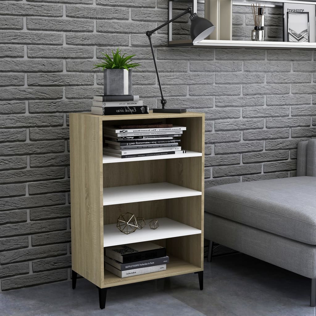 Ραφιέρα Λευκό και Sonoma Δρυς 57 x 35 x 90 εκ. από Επεξ. Ξύλο