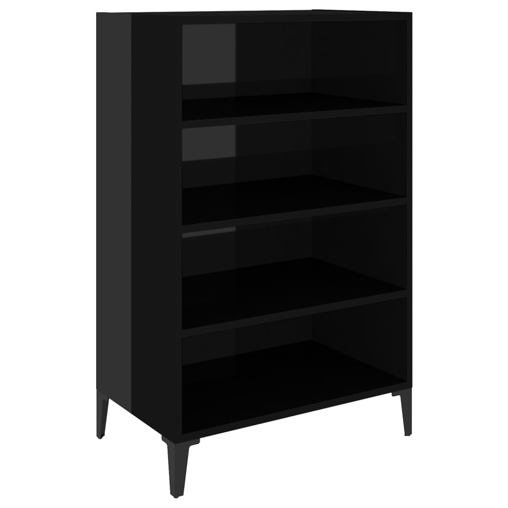 Ραφιέρα Γυαλιστερή Μαύρη 57 x 35 x 90 εκ. από Επεξ. Ξύλο