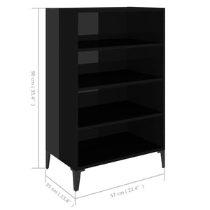 Ραφιέρα Γυαλιστερή Μαύρη 57 x 35 x 90 εκ. από Επεξ. Ξύλο