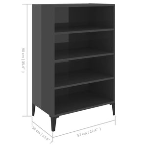 Ραφιέρα Γυαλιστερή Γκρι 57 x 35 x 90 εκ. από Επεξ. Ξύλο