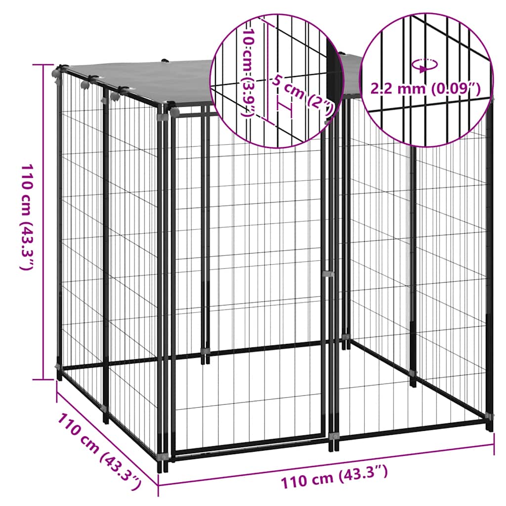 Σπιτάκι σκύλου Μαύρο 110 x 110 x 110 από Ατσάλι - PAKOBAZAAR