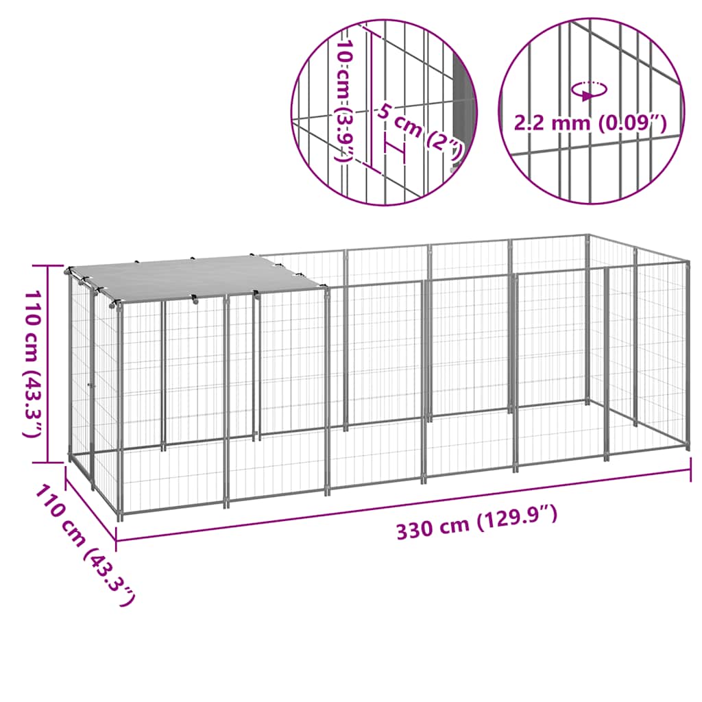 Σπιτάκι σκύλου Ασημί 330 x 110 x 110 από Ατσάλι - PAKOBAZAAR