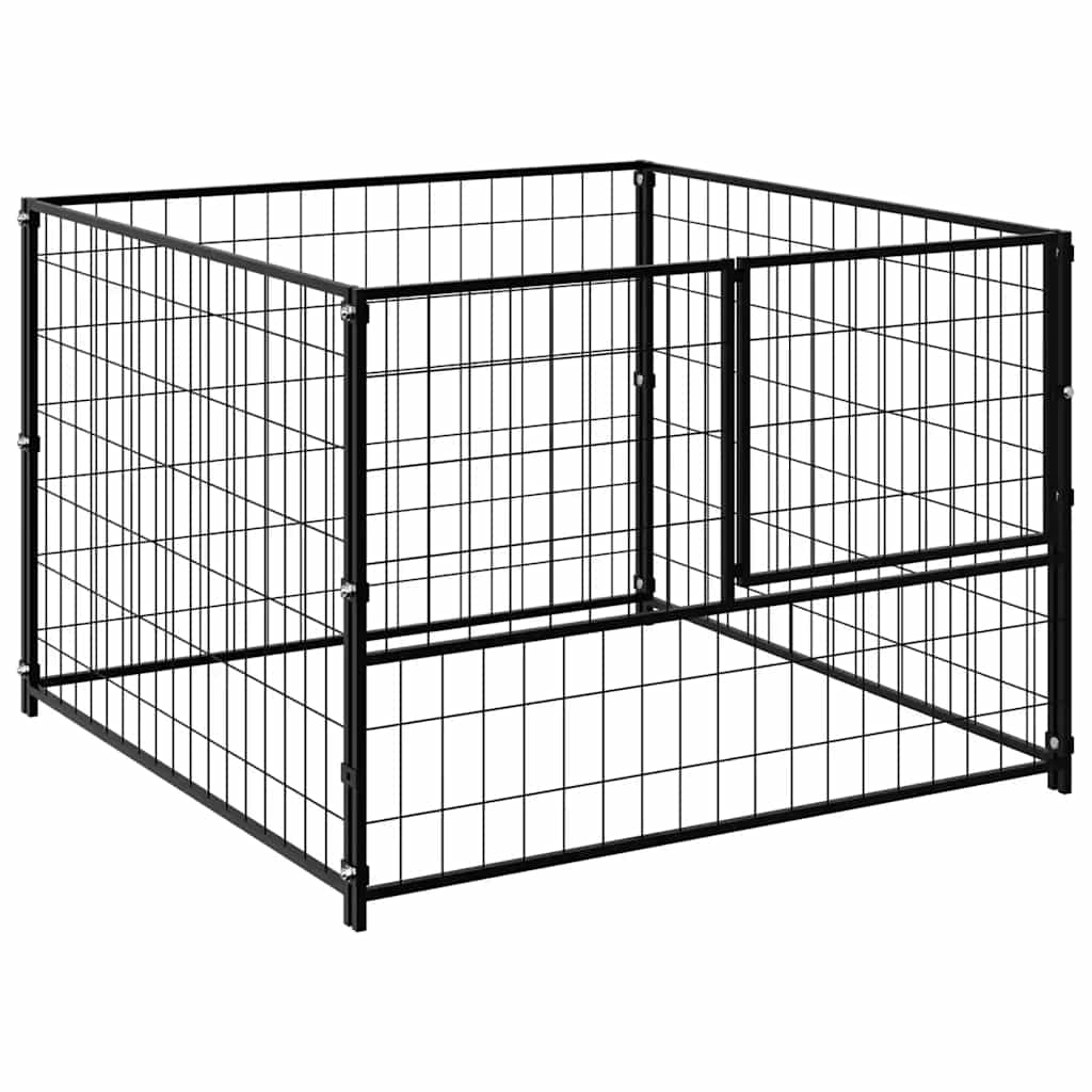 Σπιτάκι Σκύλου Μαύρο 100 x 100 x 70 εκ. Ατσάλινο - PAKOBAZAAR