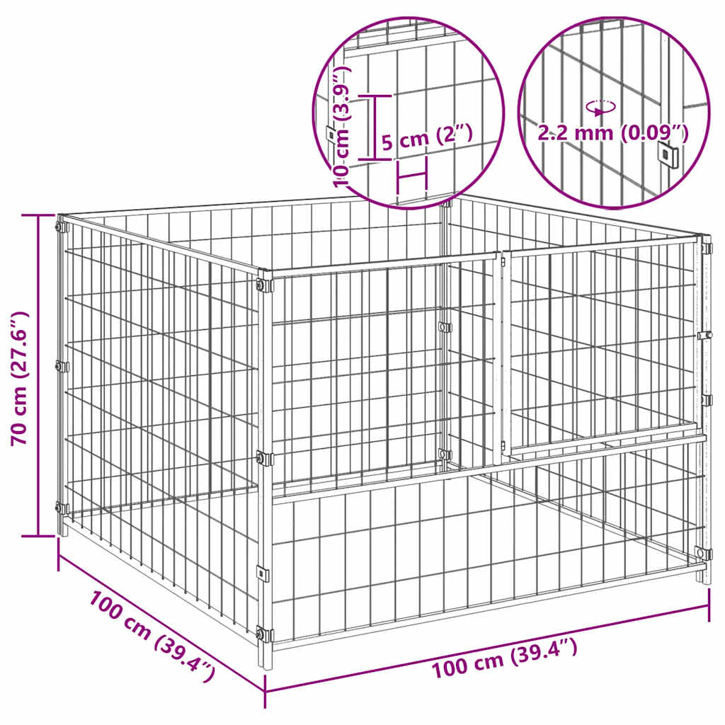 Σπιτάκι Σκύλου Μαύρο 100 x 100 x 70 εκ. Ατσάλινο - PAKOBAZAAR