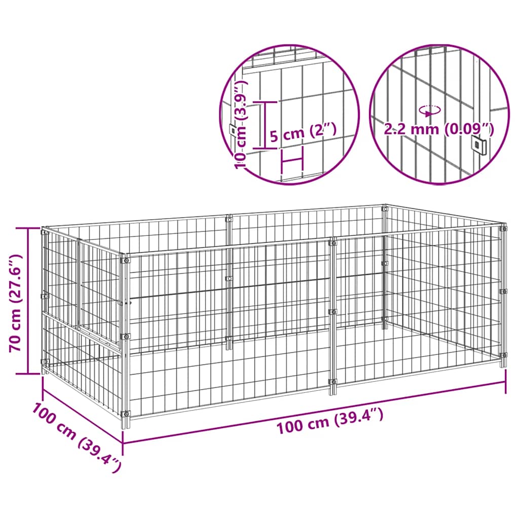 Σπιτάκι Σκύλου Μαύρο 200 x 100 x 70 εκ. Ατσάλινο - PAKOBAZAAR