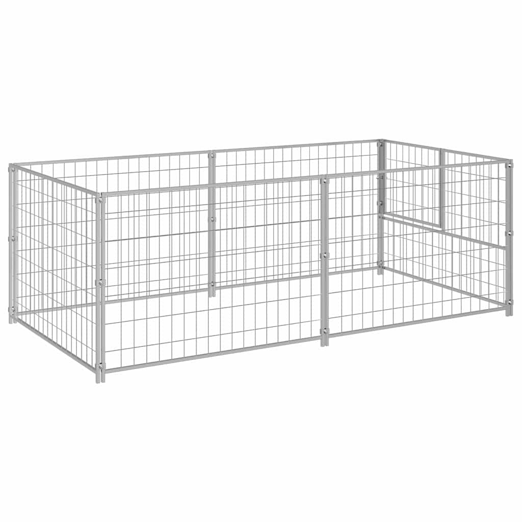 Σπιτάκι Σκύλου Ασημί 200 x 100 x 70 εκ. Ατσάλινο - PAKOBAZAAR