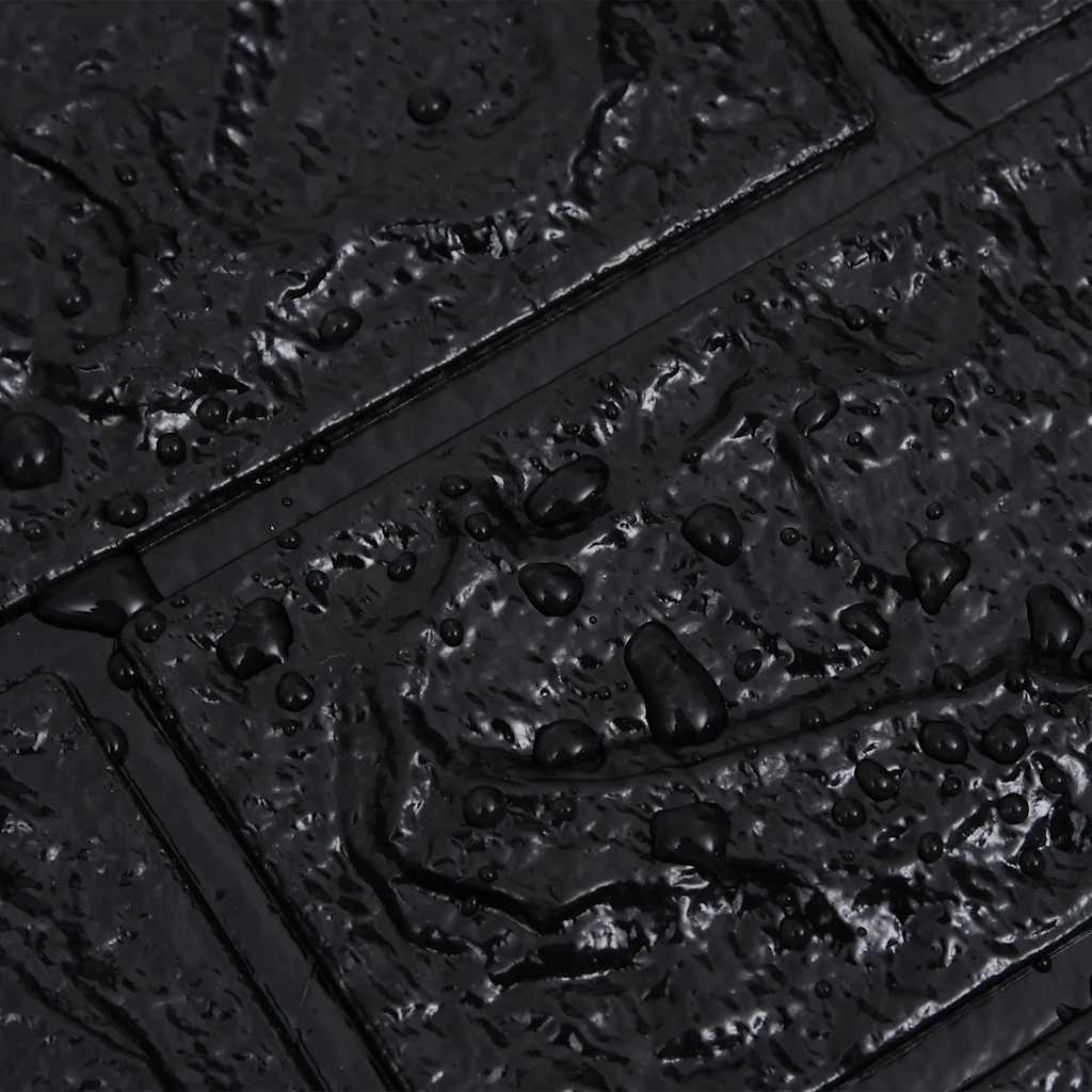 3D Τούβλα Ταπετσαρίας Αυτοκόλλητα Μαύρα 10 τεμ. - Pakobazaar