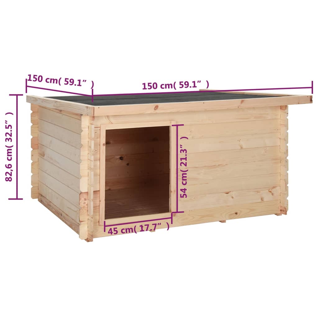 Σπιτάκι Σκύλου 150x150x82,6 εκ./14 χιλ. από Μασίφ Ξύλο Πεύκου - Pakobazaar