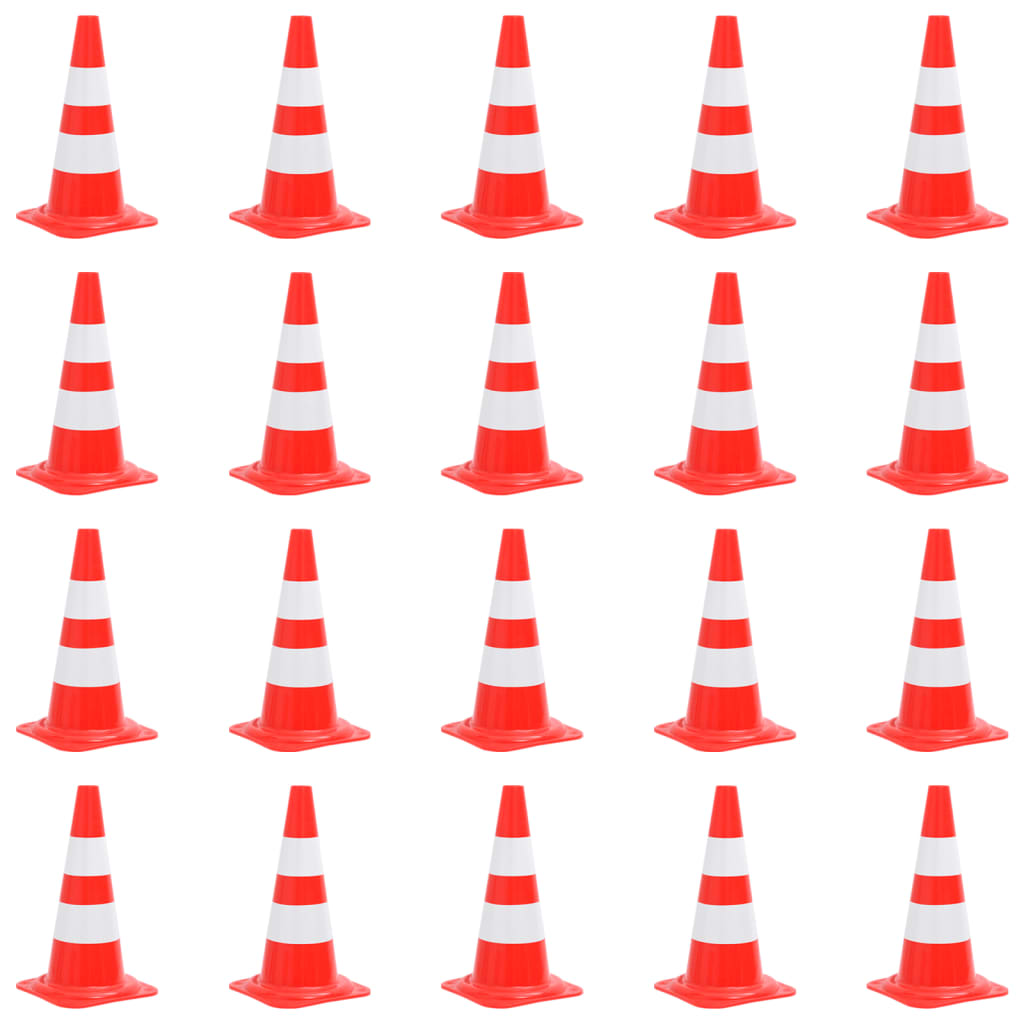Κώνοι Σήμανσης Ανακλαστικοί 20 τεμ. Κόκκινο / Λευκό 50 εκ. - PAKOBAZAAR