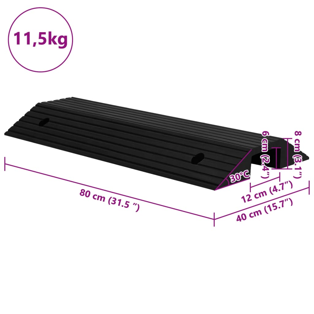 Γεφυρωτή Ράμπα Πεζοδρομίου/Πόρτας 80 x 40 x 8 εκ. από Καουτσούκ - PAKOBAZAAR