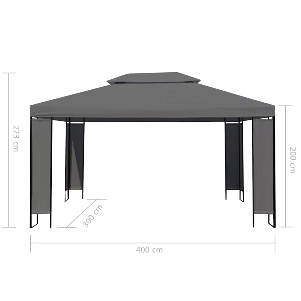 Κιόσκι με Φωτάκια LED Ανθρακί 3 x 4 μ.