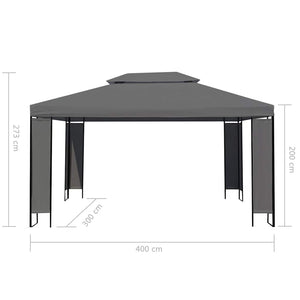 Κιόσκι με Φωτάκια LED Ανθρακί 3 x 4 μ.