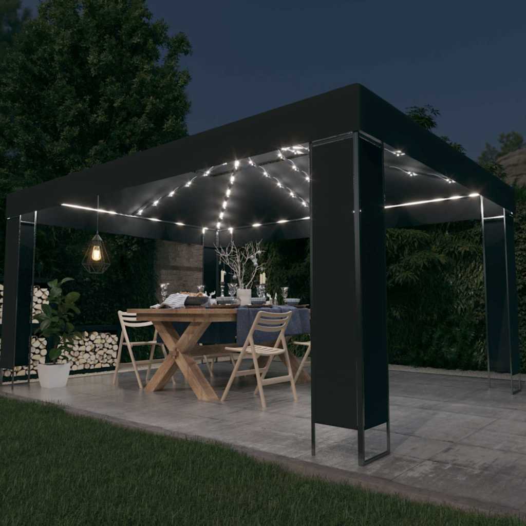 Κιόσκι με Φωτάκια LED Ανθρακί 3 x 4 μ.