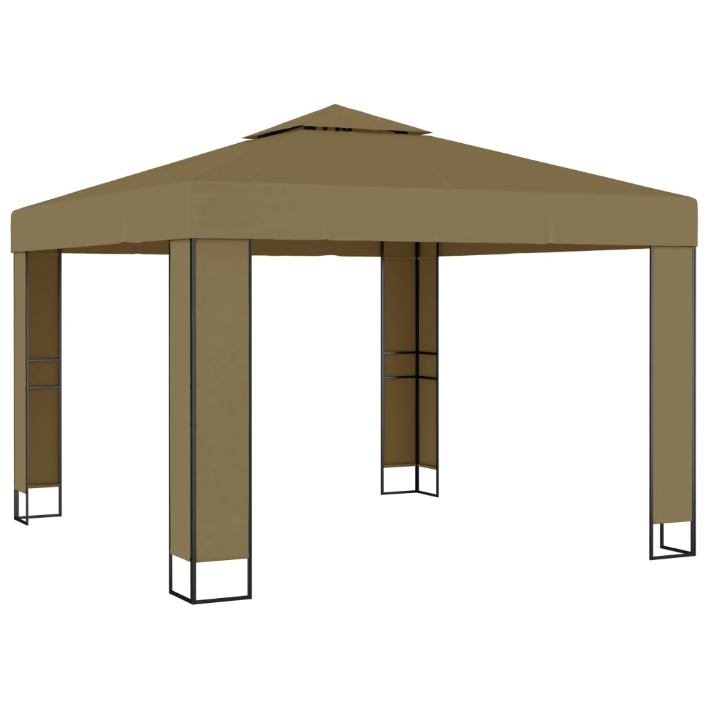 Κιόσκι με Διπλή Οροφή και Φωτάκια LED Taupe 3 x 3 x 2,7 μ. - PAKOBAZAAR