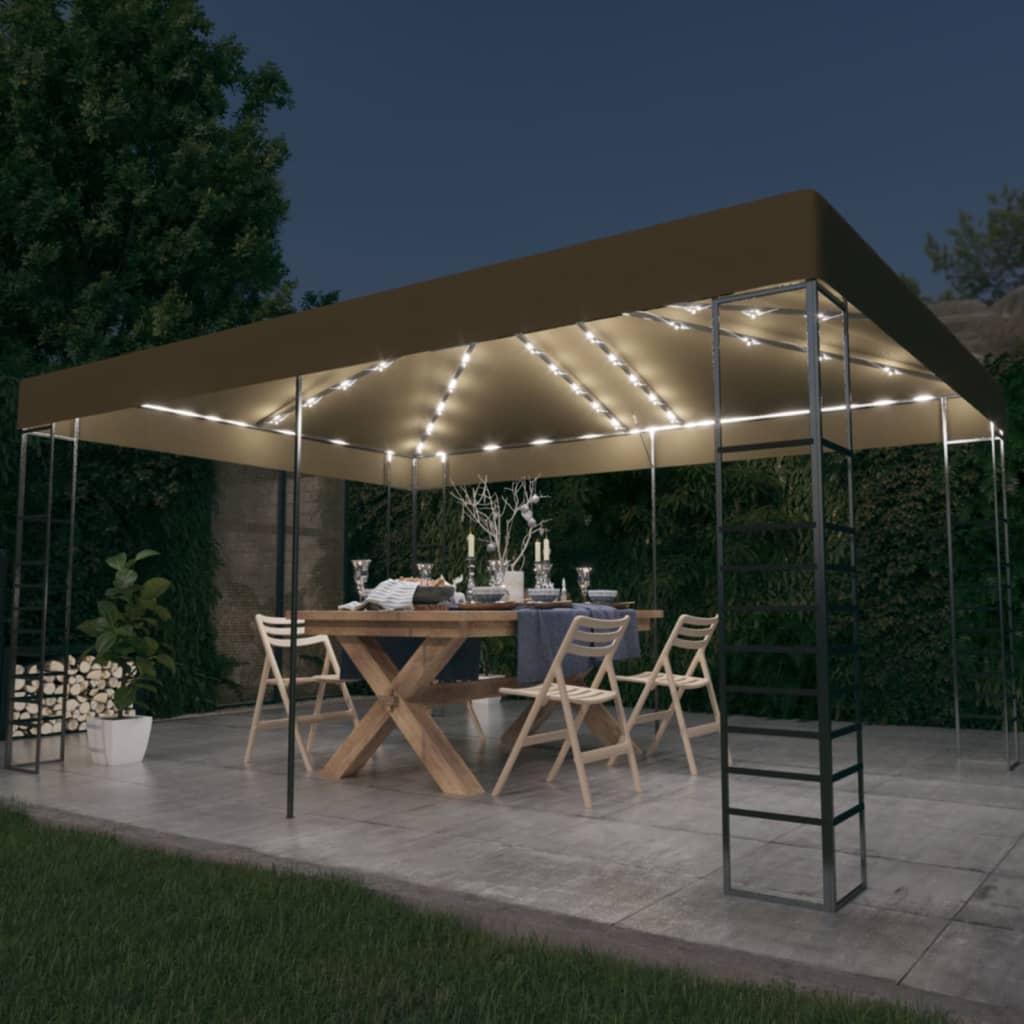 Κιόσκι με Φωτάκια LED Taupe 3 x 4 μ. - PAKOBAZAAR
