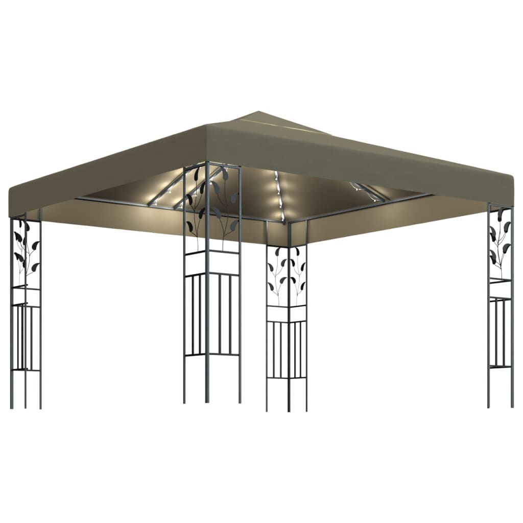 Κιόσκι με Φωτάκια LED Taupe 3 x 3 μ. - PAKOBAZAAR