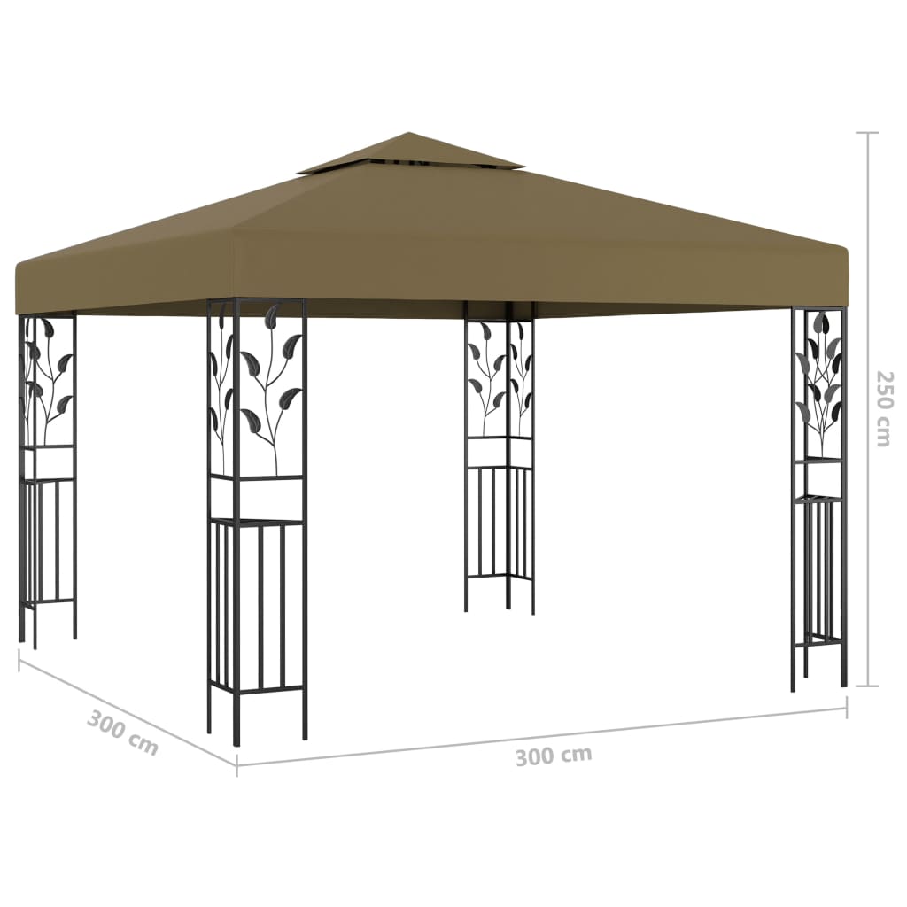Κιόσκι με Φωτάκια LED Taupe 3 x 3 μ. - PAKOBAZAAR