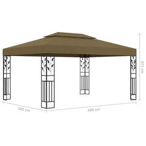 Κιόσκι με Διπλή Οροφή και Φωτάκια LED Taupe 3 x 4 μ. - PAKOBAZAAR
