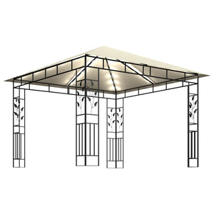 Κιόσκι με Σήτα και Φωτάκια LED Κρεμ 3 x 3 x 2,73 μ. - PAKOBAZAAR