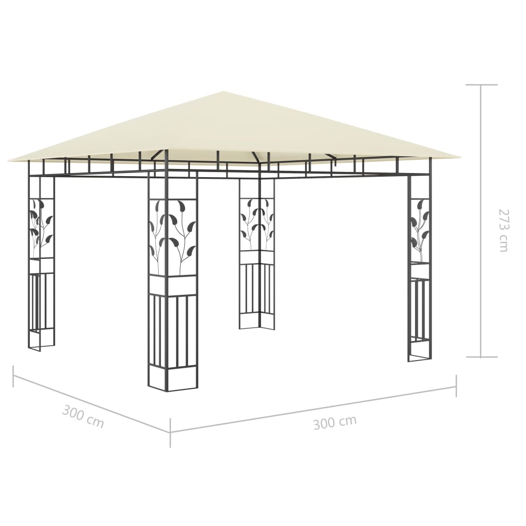 Κιόσκι με Σήτα και Φωτάκια LED Κρεμ 3 x 3 x 2,73 μ. - PAKOBAZAAR